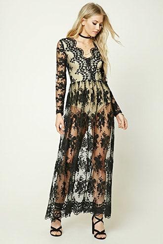 Forever21 Embroidered Lace Overlay Dress