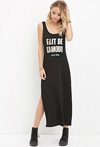 Forever21 Metallic Graphic Maxi Dress