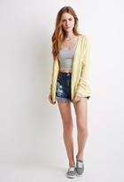 Forever21 Plus Women's  Heather Yellow Classic V-neck Cardigan