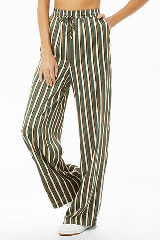 Forever21 Striped Palazzo Satin Pants