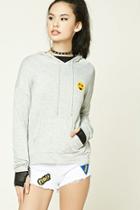 Forever21 Women's  Heart Eyes Patch Hoodie