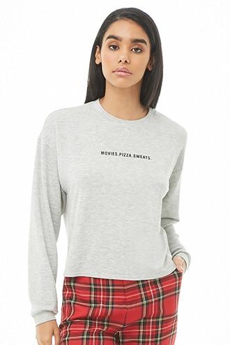 Forever21 French Terry Movies Pizza Sweats Graphic Top