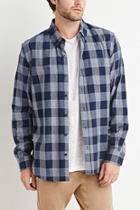 Forever21 Chambray-trimmed Gingham Shirt