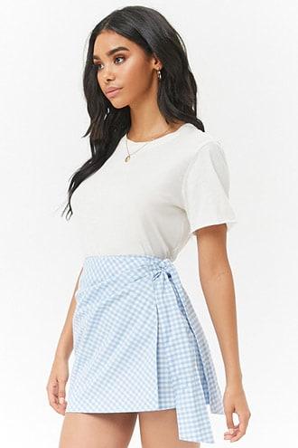 Forever21 Gingham Print Wrap Skirt