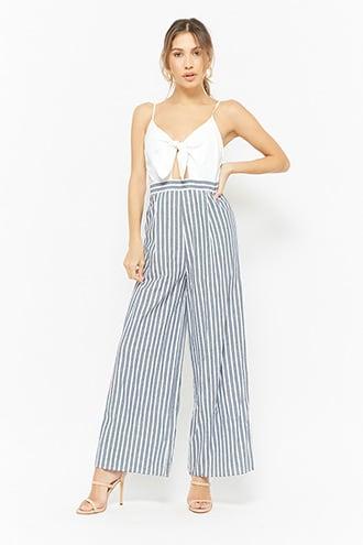 Forever21 Striped Cutout Cami Jumpsuit