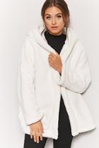 Forever21 Hooded Faux Fur Open-front Coat