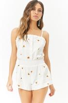 Forever21 Floral Embroidered Button-up Cami Romper