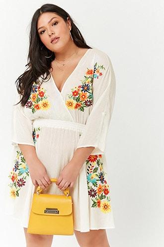 Forever21 Plus Size Semi-sheer Floral Surplice Dress