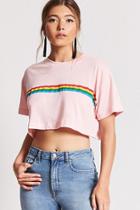 Forever21 Rainbow Stripe Cropped Tee