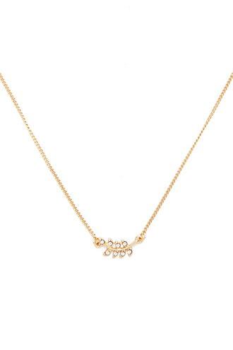 Forever21 Gold & Clear Leaf Charm Necklace