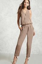Forever21 Zip-front Sleeveless Jumpsuit