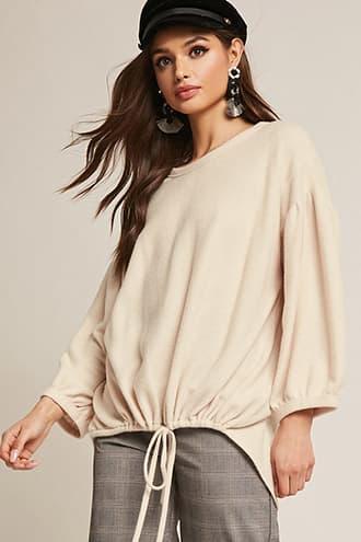Forever21 Fleece Knit Balloon-sleeve Top