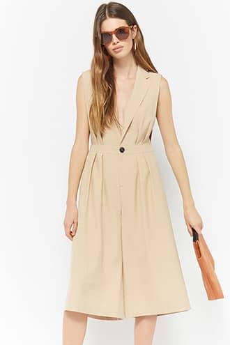 Forever21 Plunging Sleeveless Culotte Jumpsuit