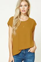 Forever21 Women's  Mustard Boxy Crepe Woven Top