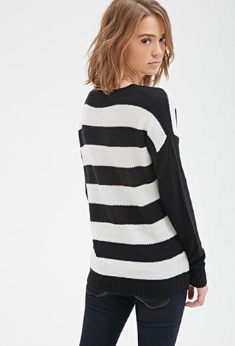 Forever21 Wide Stripe Crew Neck Sweater