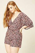 Forever21 Plus Women's  Eggplant & Wine Plus Size Floral Romper