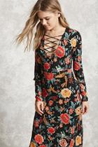 Forever21 Lace-up Floral Maxi Dress