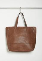 Forever21 Zippered-side Faux Leather Tote (brown)