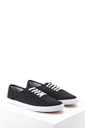 Forever21 Women's  Black Canvas Low-top Sneakers