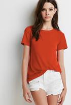 Forever21 Women's  Distressed Trim Tee (cayenne)