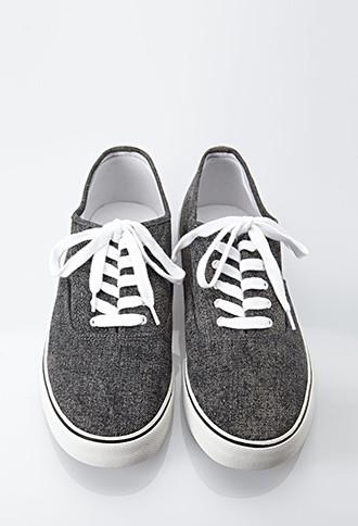 21 Men Men's  Classic Denim Sneakers (black)