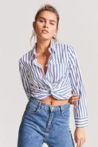 Forever21 Pinstripe Twist-front Shirt