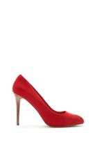 Forever21 Women's  Red Faux Suede Pumps
