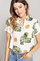 Forever21 Fruit And Leaf Print Top