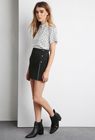 Forever21 Zippered Snap-button Mini Skirt
