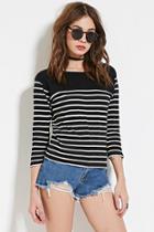 Forever21 Women's  Button Striped Top