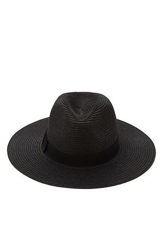Forever21 Women's Black Straw Woven Fedora