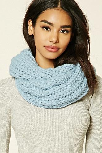 Forever21 Light Blue Ribbed Knit Infinity Scarf