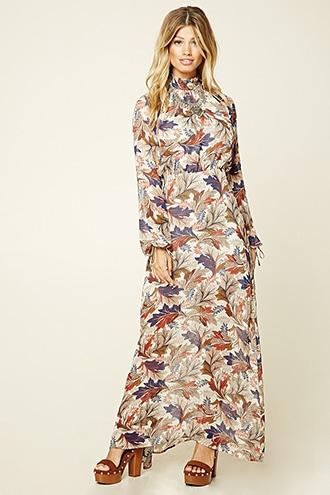 Love21 Women's  Contemporary Foliage Maxi Dress