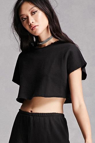 Forever21 Ash Rain + Oak Raw-cut Crop Top