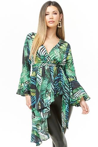 Forever21 Chiffon Leaf Print Tunic