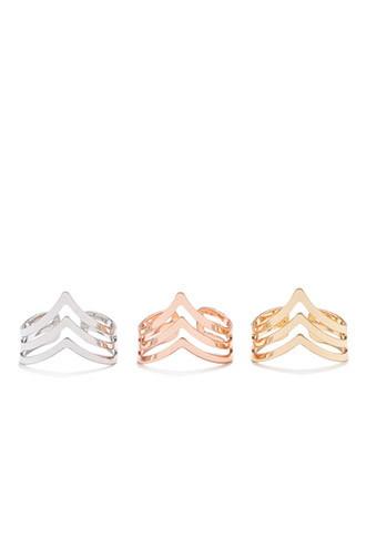 Forever21 Cutout Chevron Ring Set (gold/silver)