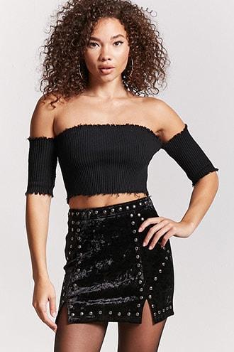 Forever21 Crushed Velvet Studded Skirt