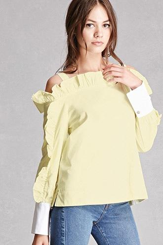 Forever21 Ruffled Open-shoulder Top