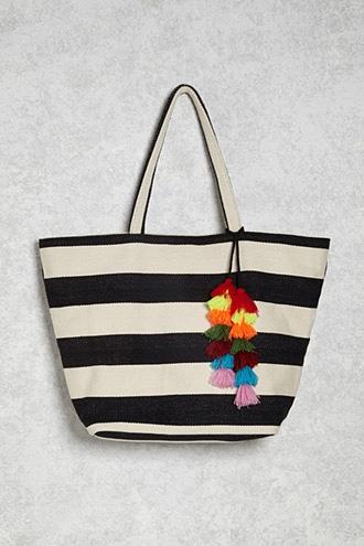 Forever21 Striped Tasseled Tote Bag