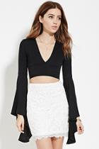 Forever21 Women's  Textured Eyelash Lace Skirt