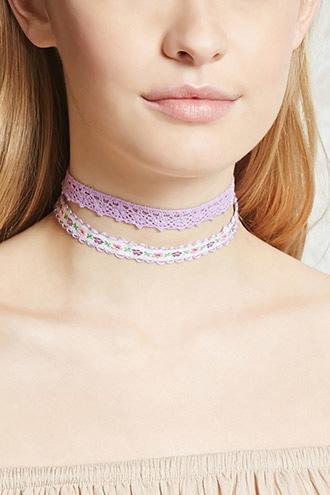 Forever21 Crochet And Floral Choker Set