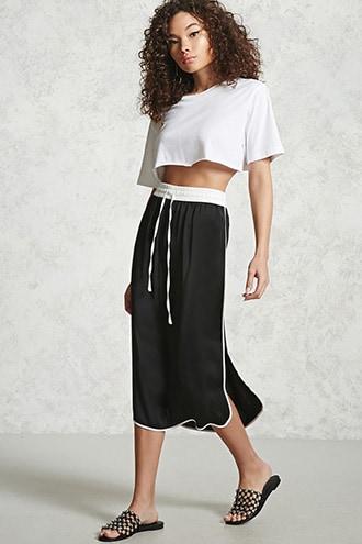 Forever21 Contrast-trim Midi Skirt
