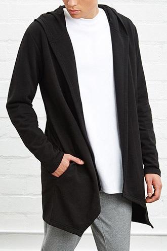 21 Men Men's  Hooded Open-front Cardigan