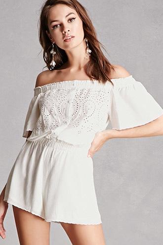 Forever21 Honey Punch Eyelet Romper