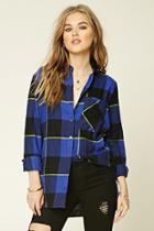 Forever21 Women's  Purple & Black Tartan Plaid Flannel Shirt
