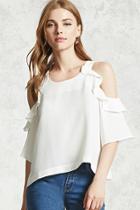 Forever21 Ruffle Trim Open-shoulder Top