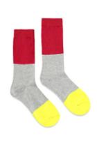 21 Men Colorblocked Socks (red/heather Grey)