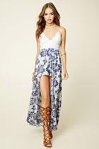 Forever21 Women's  White & Blue Selfie Leslie Overlay Romper