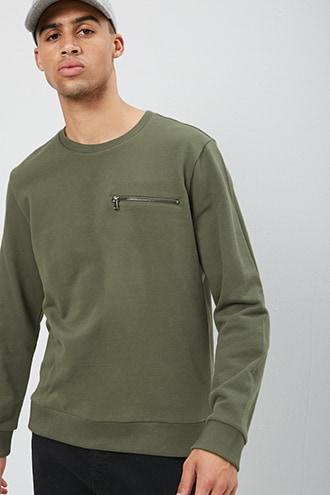 Forever21 French Terry Zip-pocket Sweatshirt