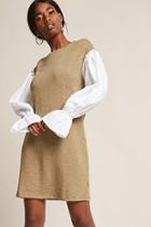 Forever21 Slub Knit Trumpet-sleeve Dress